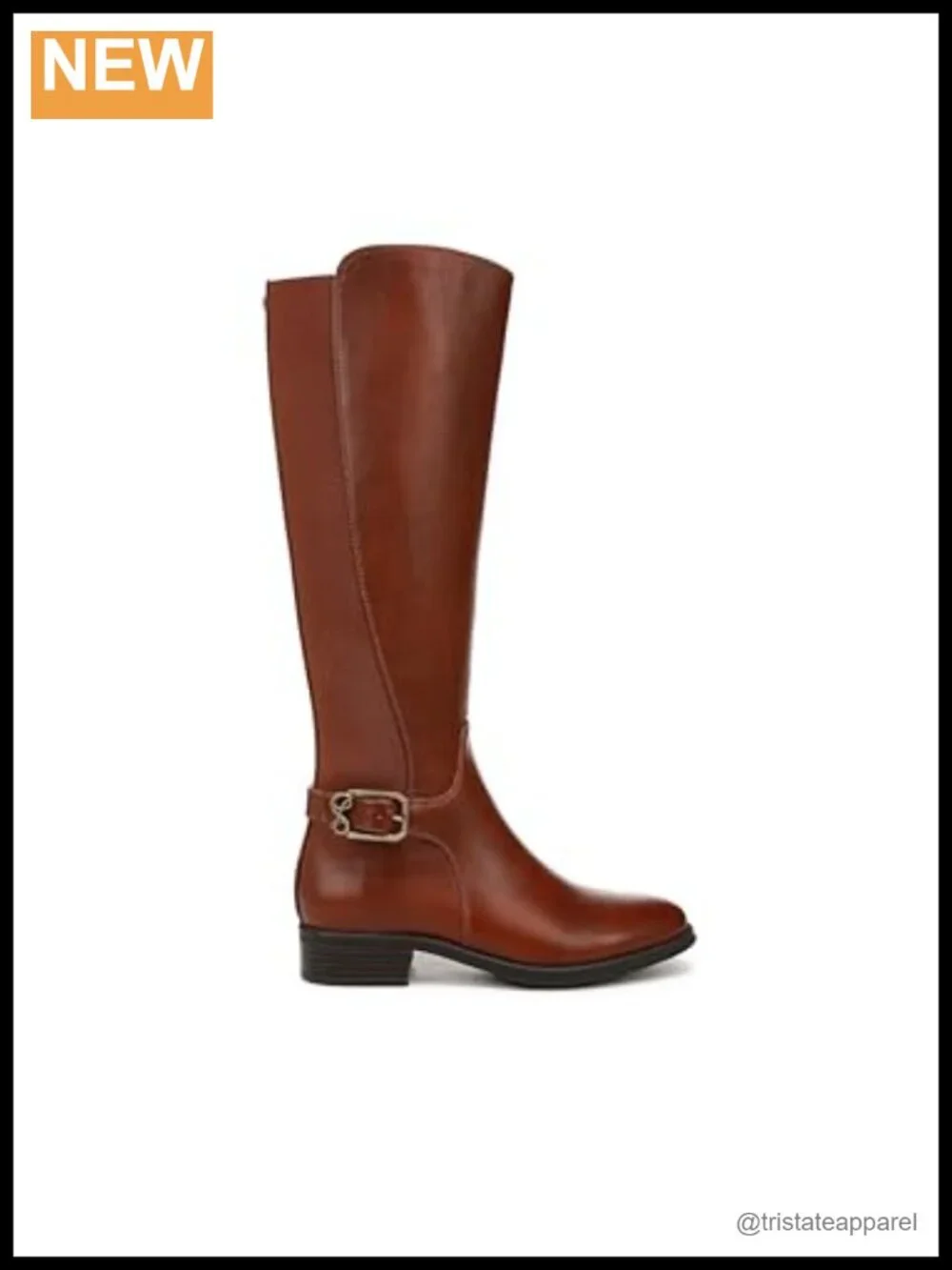 Over-the-Knee Riding Boots with Buckle Detail, Block Heel, Zip Closure